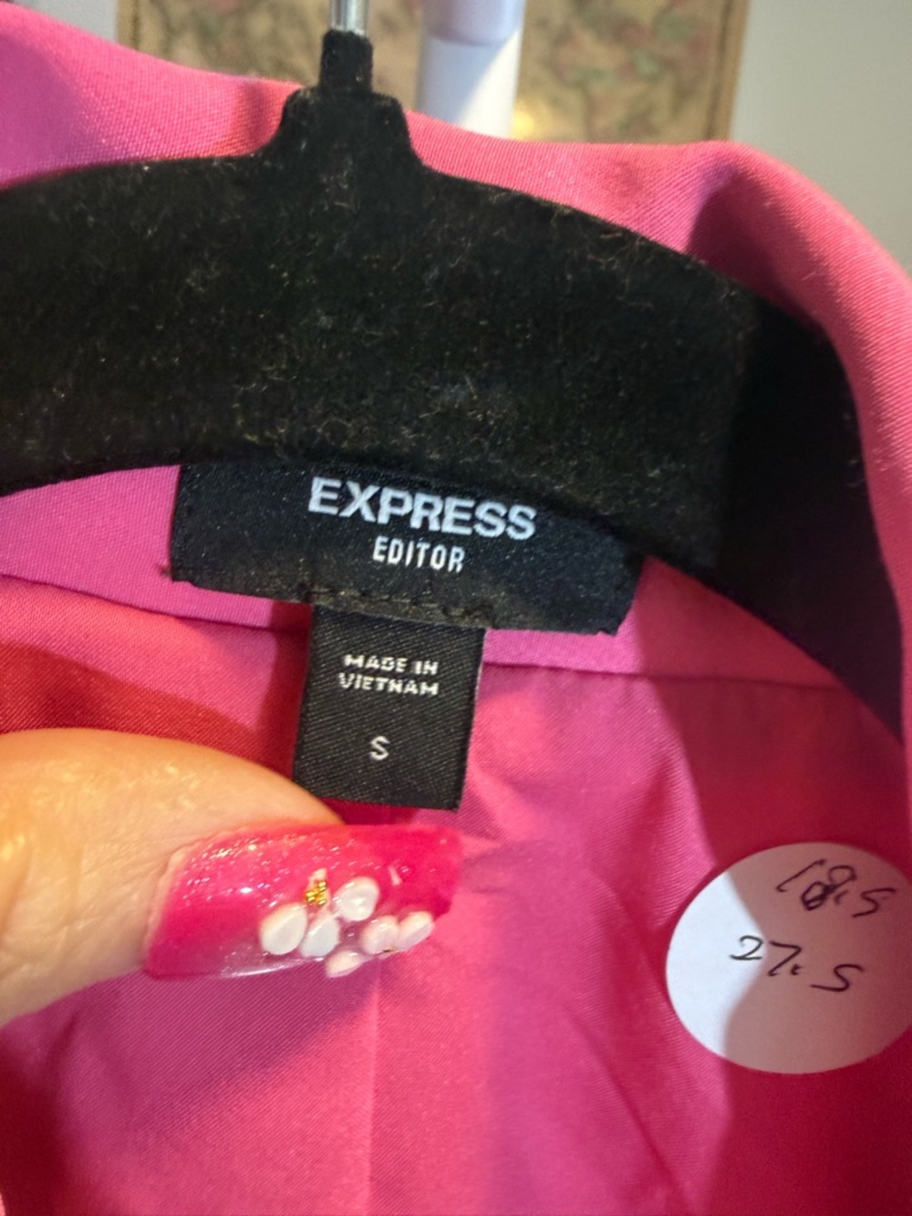 B17 Express Hot Pink Double-Breasted Blazer NWOT Small Fully Lined Shoulder Pads - Picture 6 of 6
